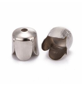 Bead Cap  Flower 6mm  Platinum