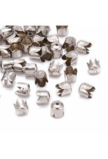 Bead Cap  Flower 6mm  Platinum