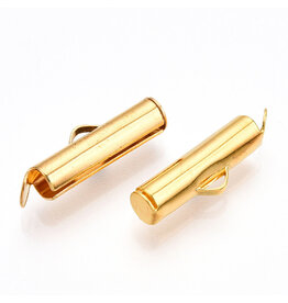 Slide On Clasp Tube 5x20mm Gold