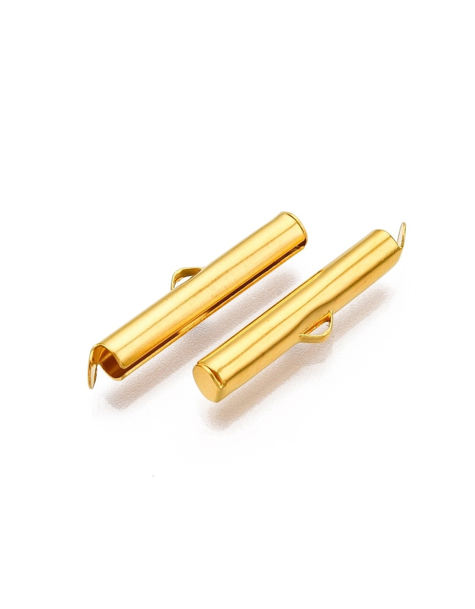 Slide On Clasp Tube 5x30mm Gold