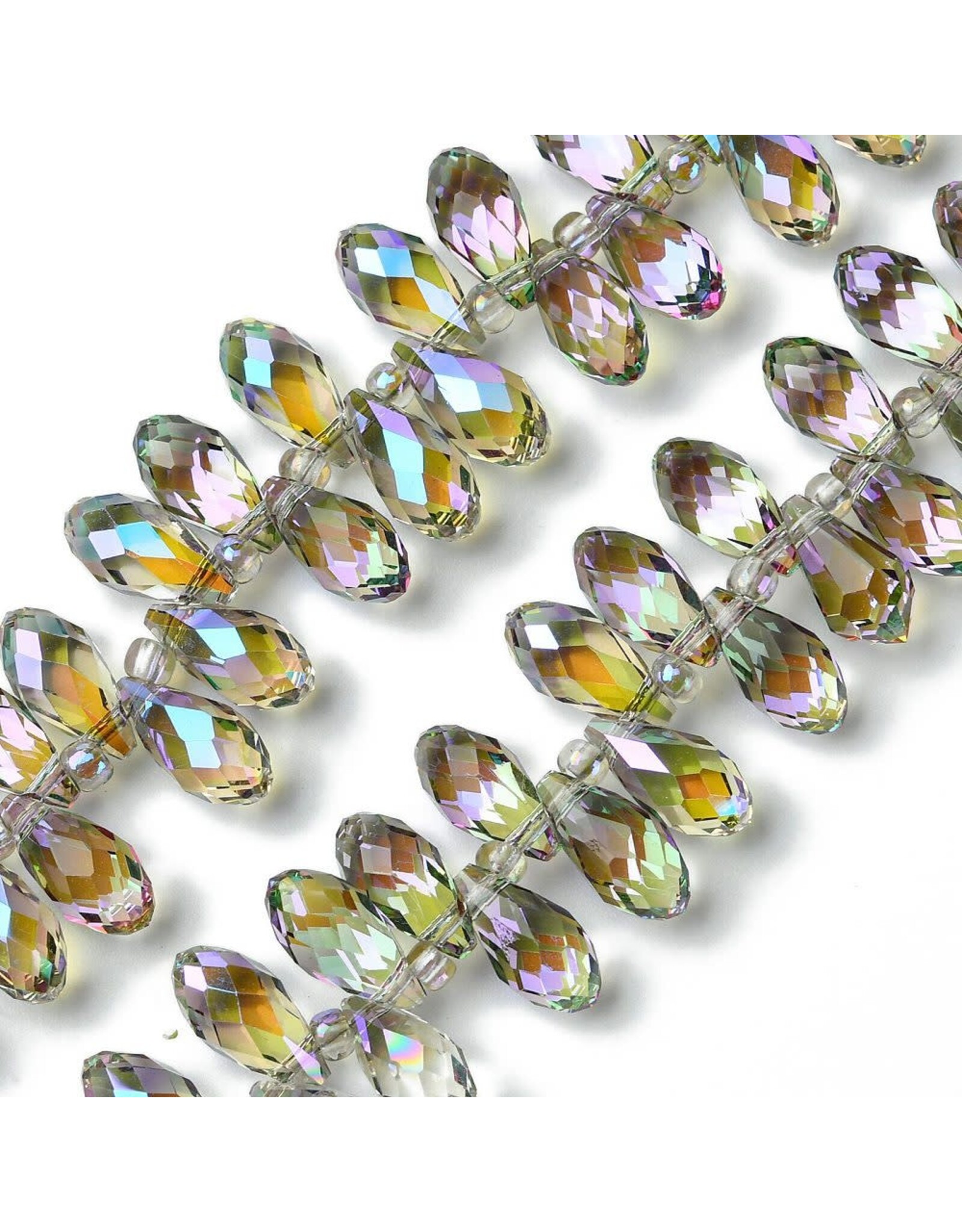 13x6mm Top Drilled Drop Olive AB  x90