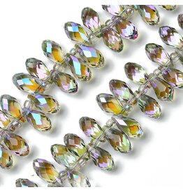 13x6mm Top Drilled Drop Olive AB  x90