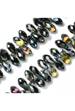 13x6mm Top Drilled Drop Black AB  x90