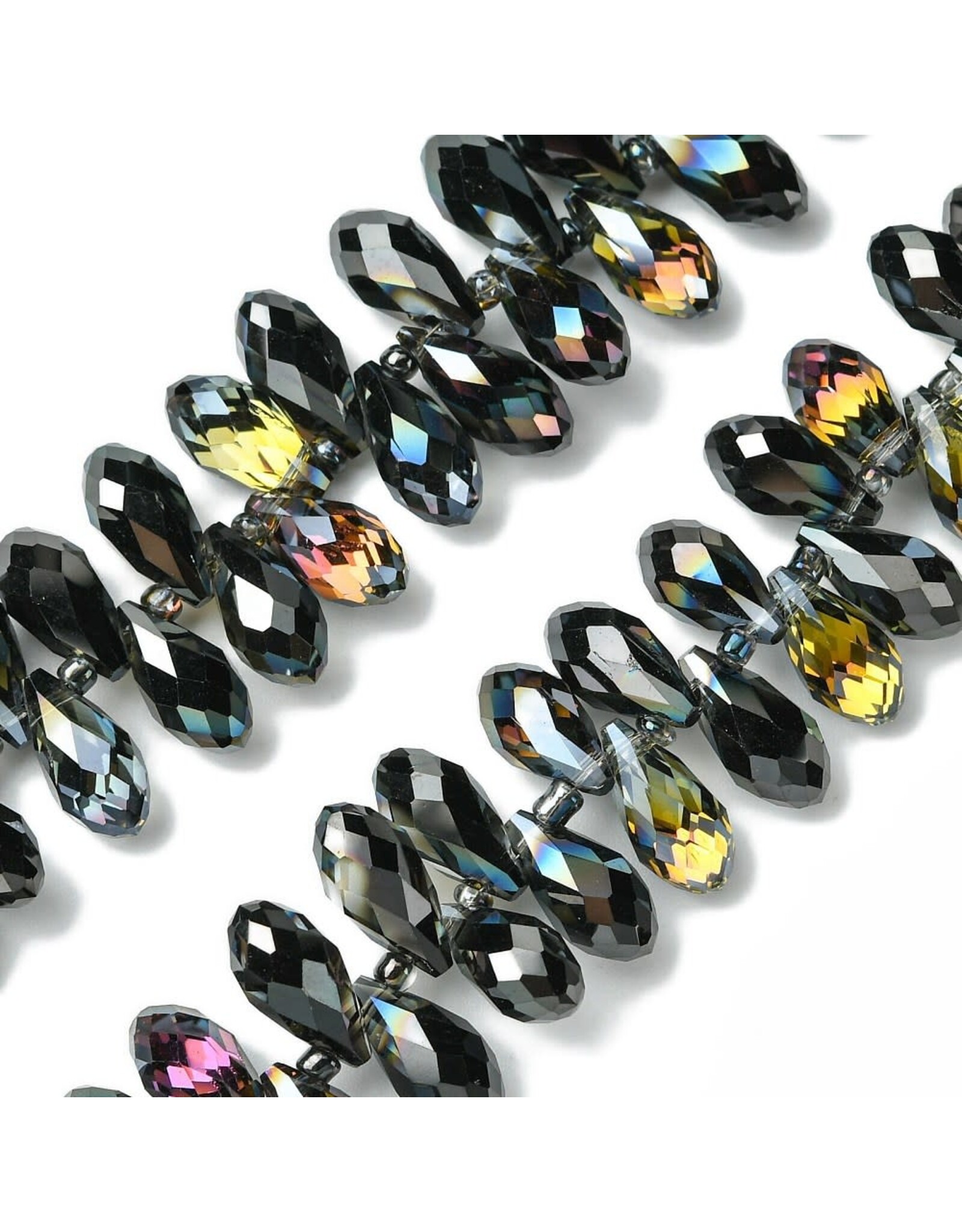 13x6mm Top Drilled Drop Black AB  x90