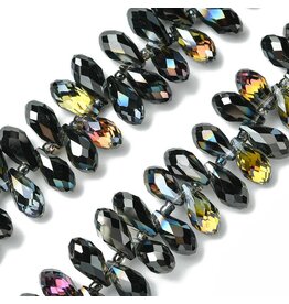 13x6mm Top Drilled Drop Black AB  x90