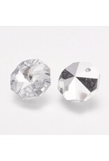 Hexagon Link  14mm (2 hole)  Clear with Silver Backing  x10