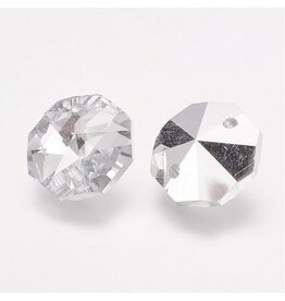 Hexagon Link  14mm (2 hole)  Clear with Silver Backing  x10