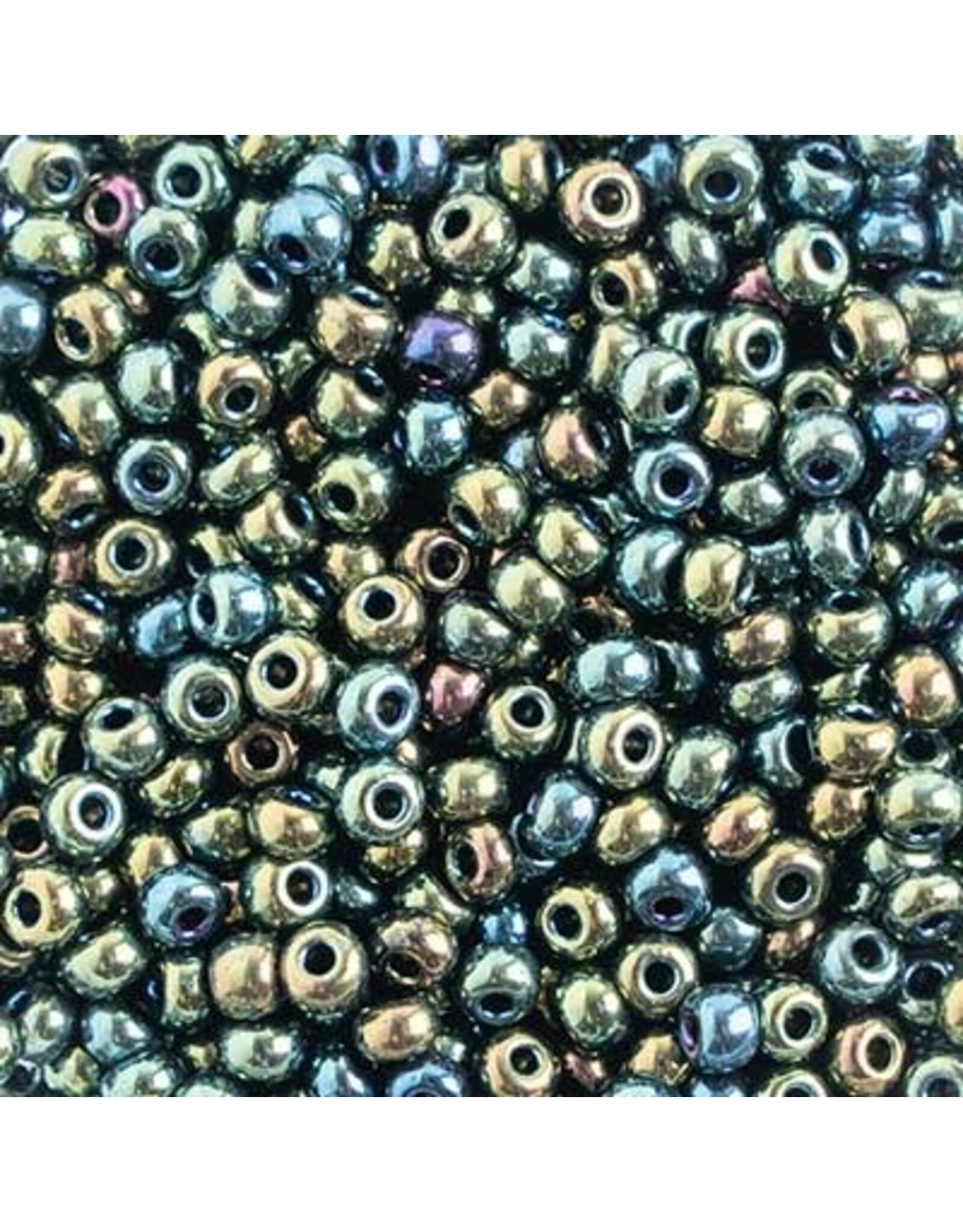 Czech 401668  6  Seed  Opaque Green AB Metallic