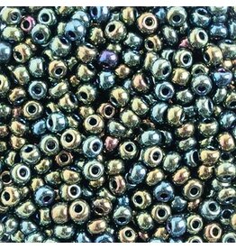 Czech 401668  6  Seed  Opaque Green AB Metallic