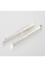 Slide On Clasp Tube Brass 2x40mm Silver