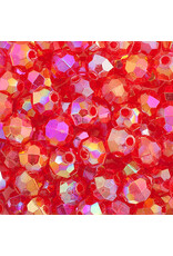 Faceted Round  6mm Transparent Red AB  x500