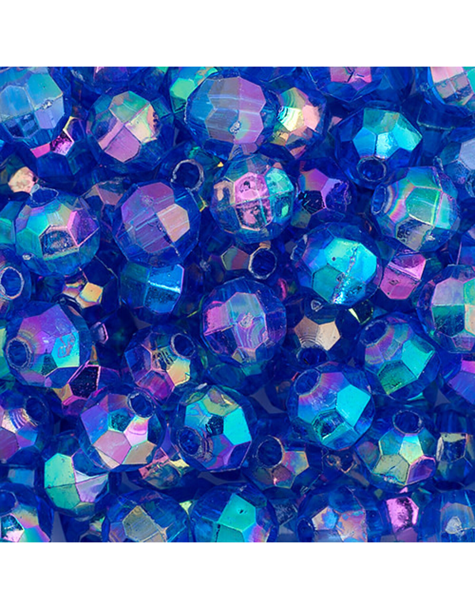 Faceted Round  6mm Transparent Sapphire Blue AB  x500