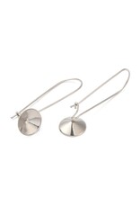 Ear Wire 37x10mm Kidney Shape with 10mm Rivoli Tray Stainless NF