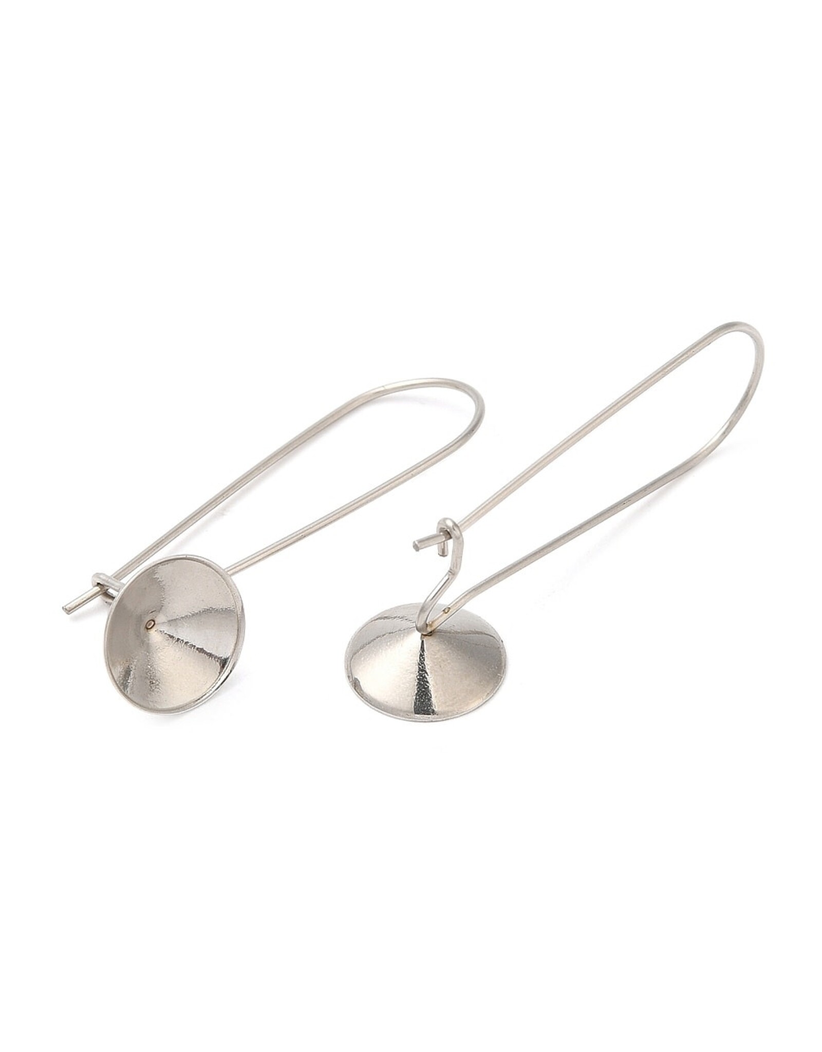 Ear Wire 37x10mm Kidney Shape with 10mm Rivoli Tray Stainless NF