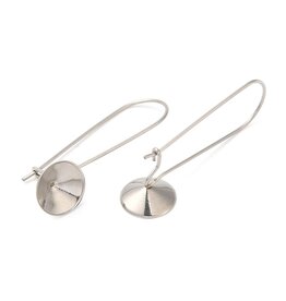 Ear Wire 37x10mm Kidney Shape with 10mm Rivoli Tray Stainless NF