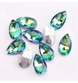 Drop Green AB Silver Back 22x13x7mm  x6