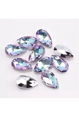 Drop Aqua Purple Silver Back 22x13x7mm  x6