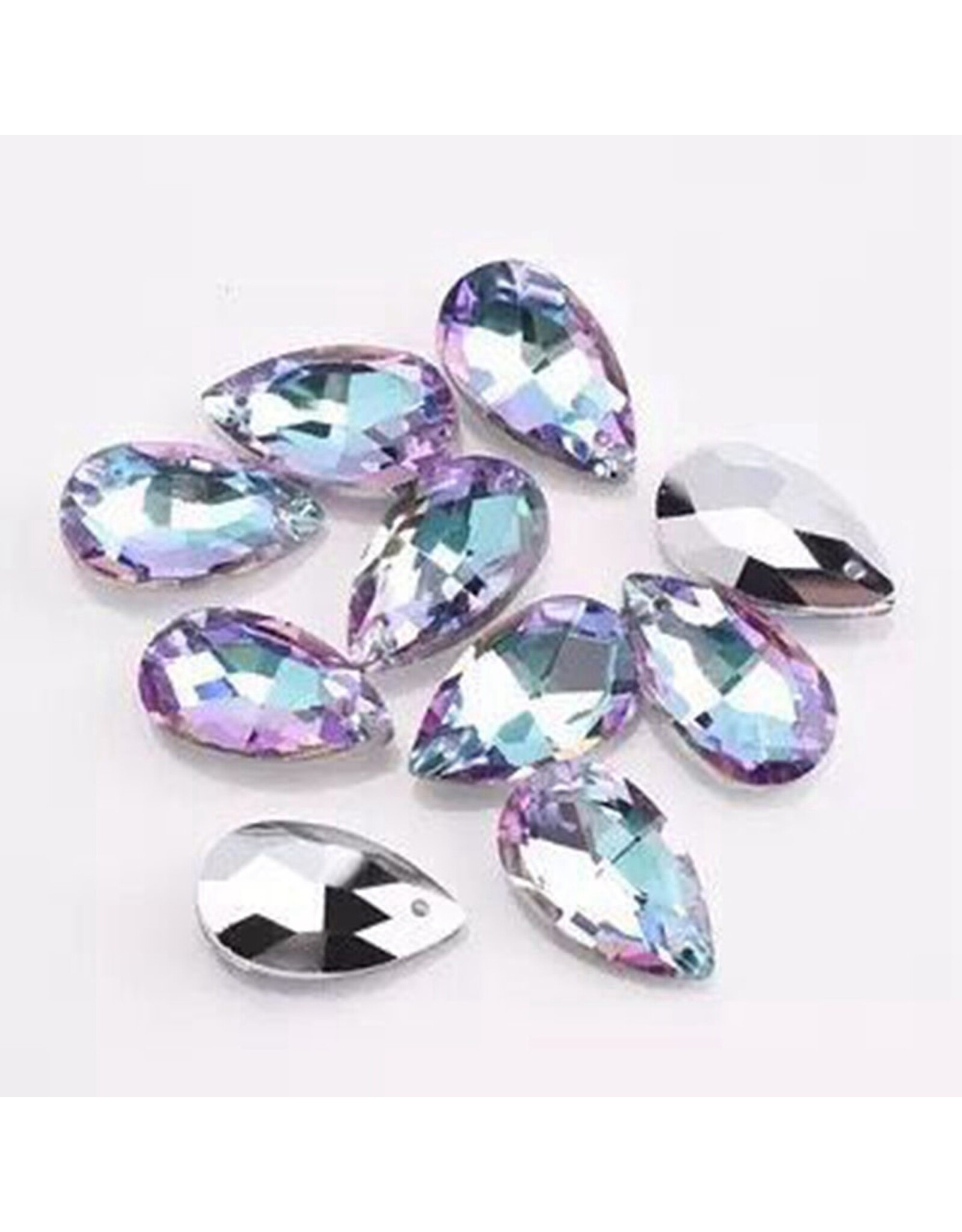 Drop Aqua Purple Silver Back 22x13x7mm  x6