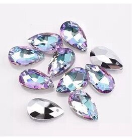 Drop Aqua Purple Silver Back 22x13x7mm  x6