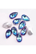 Drop Sapphire Purple Silver Back 22x13x7mm  x6