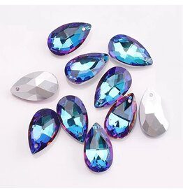 Drop Sapphire Purple Silver Back 22x13x7mm  x6