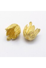 Bead Cap Flower Brass 15x12mm  Gold x2   NF