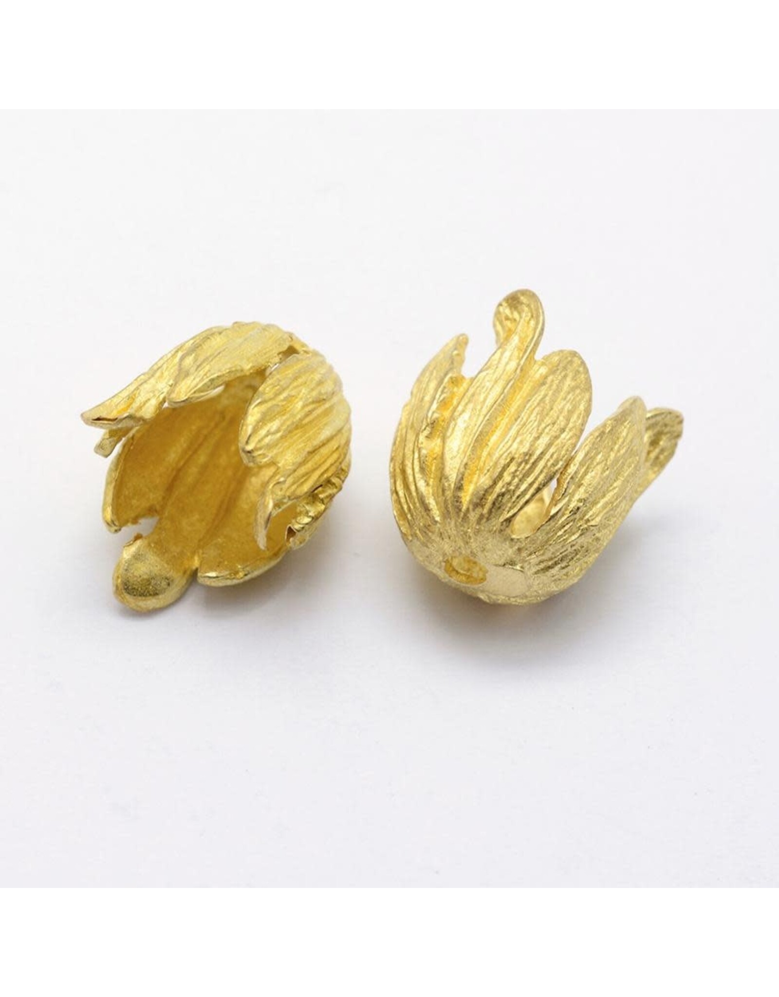 Bead Cap Flower Brass 15x12mm  Gold x2   NF