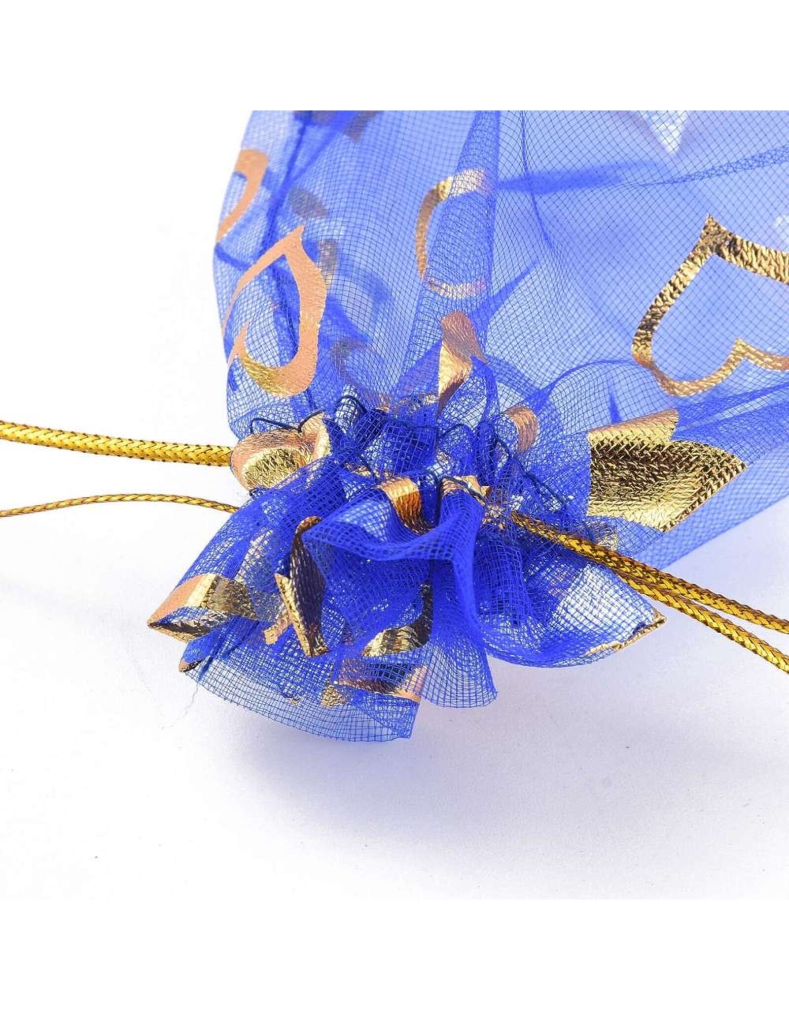 Organza Gift Bag Assorted Colours Gold Heart Print  12x10cm  x10
