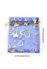 Organza Gift Bag Assorted Colours Gold Heart Print  12x10cm  x10