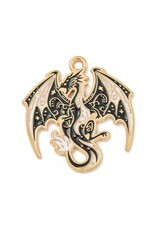 Enamel  Dragon 28x26mm  Gold  x2   NF