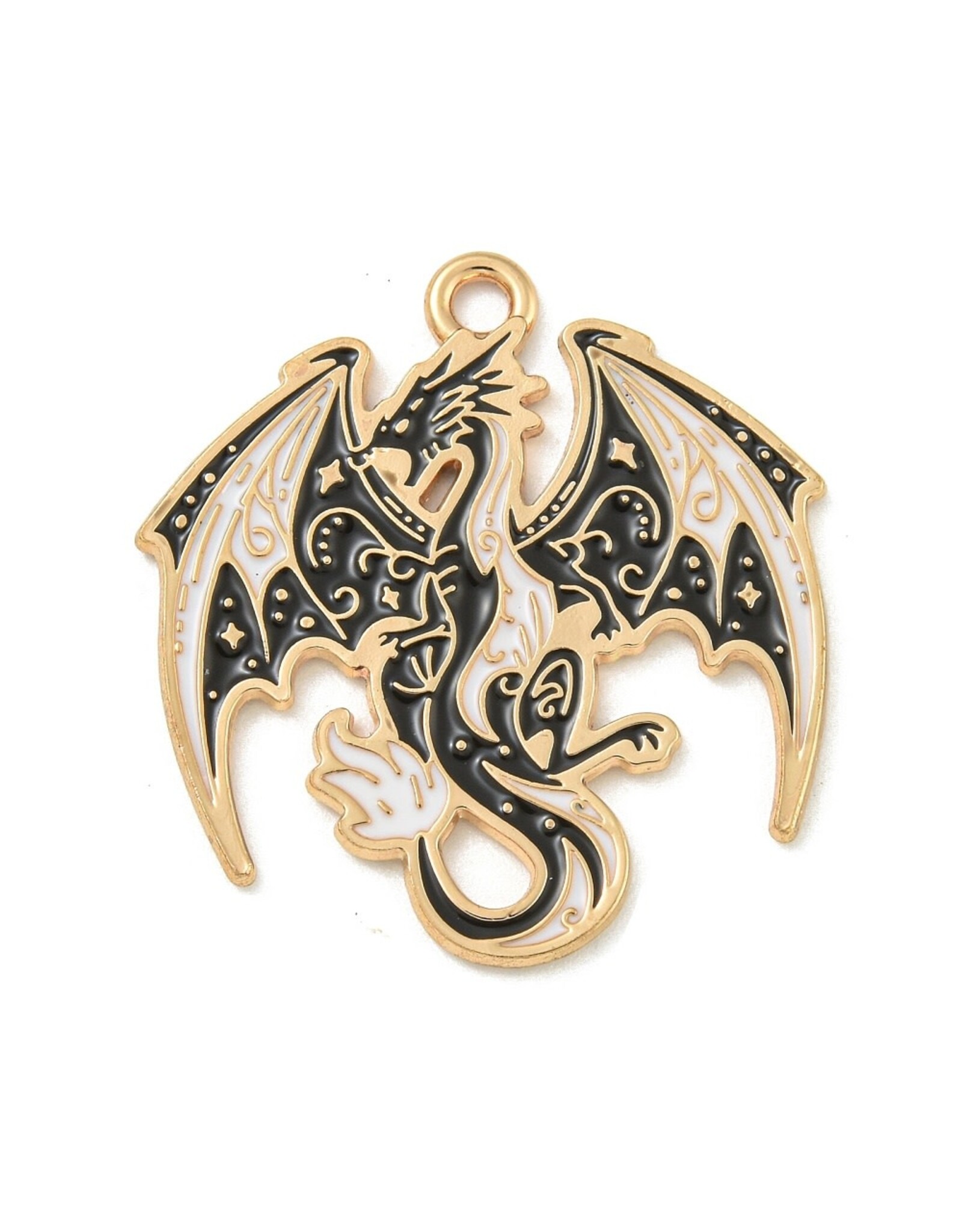 Enamel  Dragon 28x26mm  Gold  x2   NF