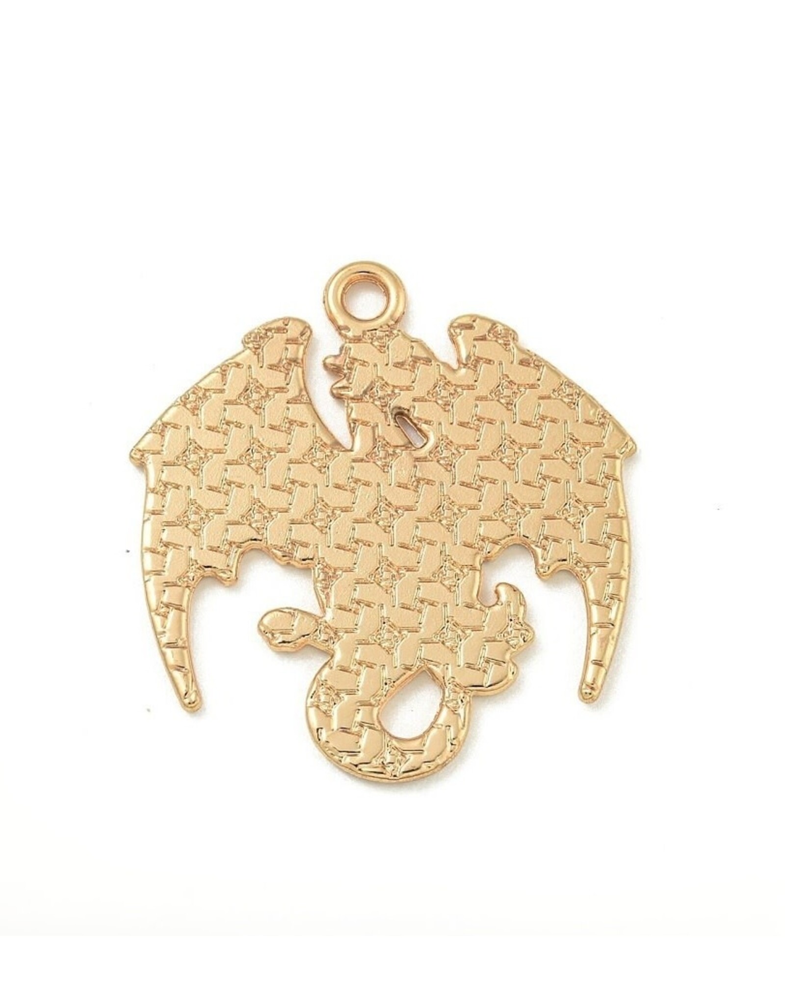 Enamel  Dragon 28x26mm  Gold  x2   NF