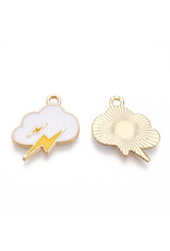 Enamel  Cloud With Lightning 15x17mm  Gold  x6   NF