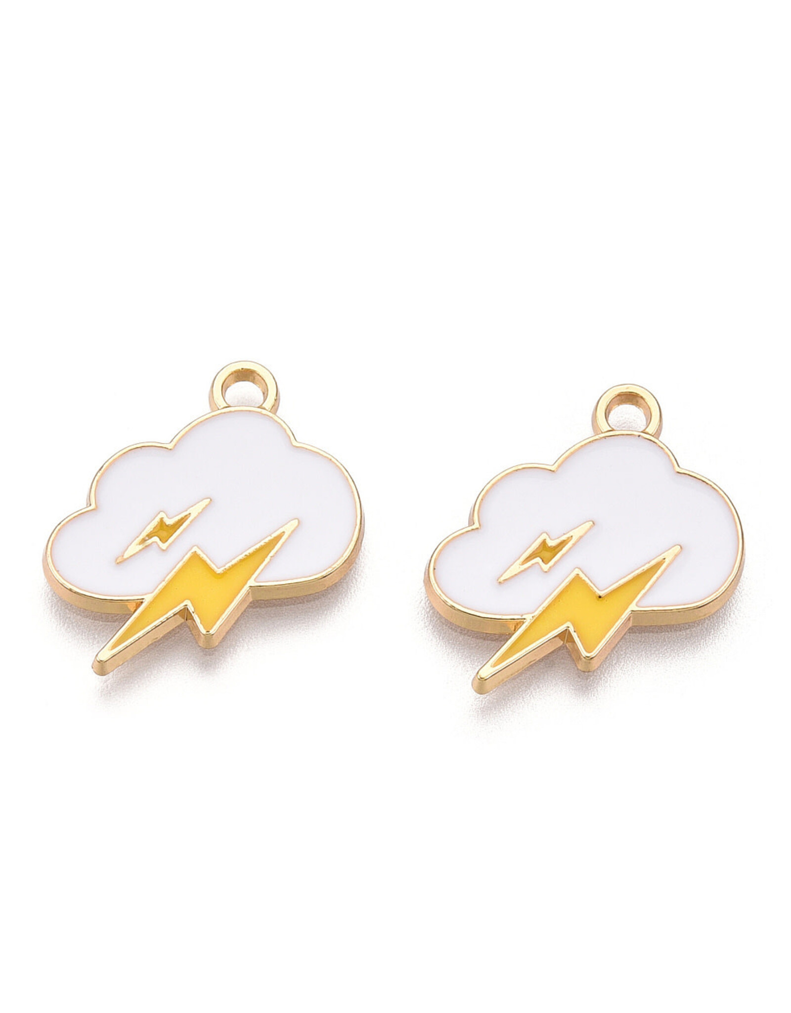 Enamel  Cloud With Lightning 15x17mm  Gold  x6   NF