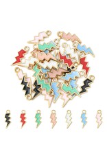 Enamel  Lightning  Bolt 20x7mm  Gold  Random Colours   x3  Pair NF