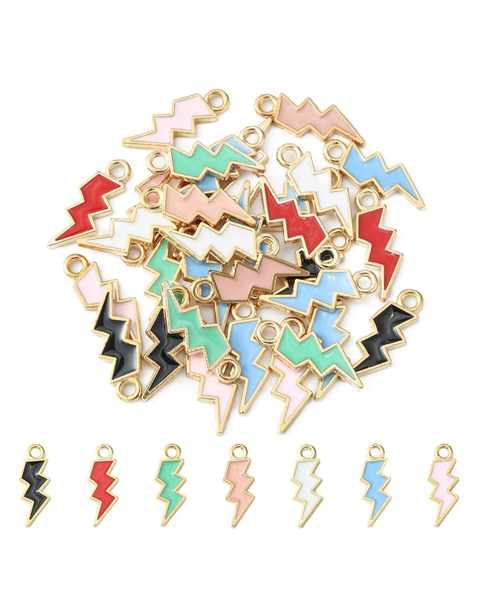 Enamel  Lightning  Bolt 20x7mm  Gold  Random Colours   x3  Pair NF
