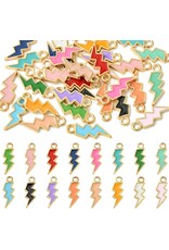 Enamel  Lightning  Bolt 20x7mm  Gold  Random Colours   x3  Pair NF