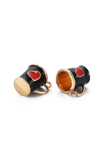 Enamel  Heart Coffee Mug  14mm  Gold  x2 NF