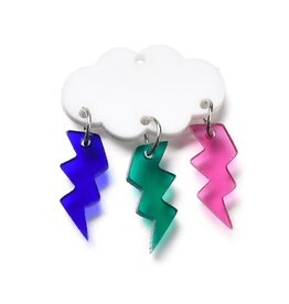 Acrylic Cloud With Lightning  39x30x2mm   x2