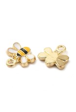 Enamel  Bee 10mm  Gold  x10  NF