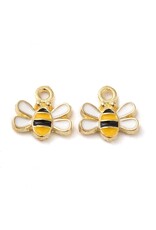 Enamel  Bee 10mm  Gold  x10  NF
