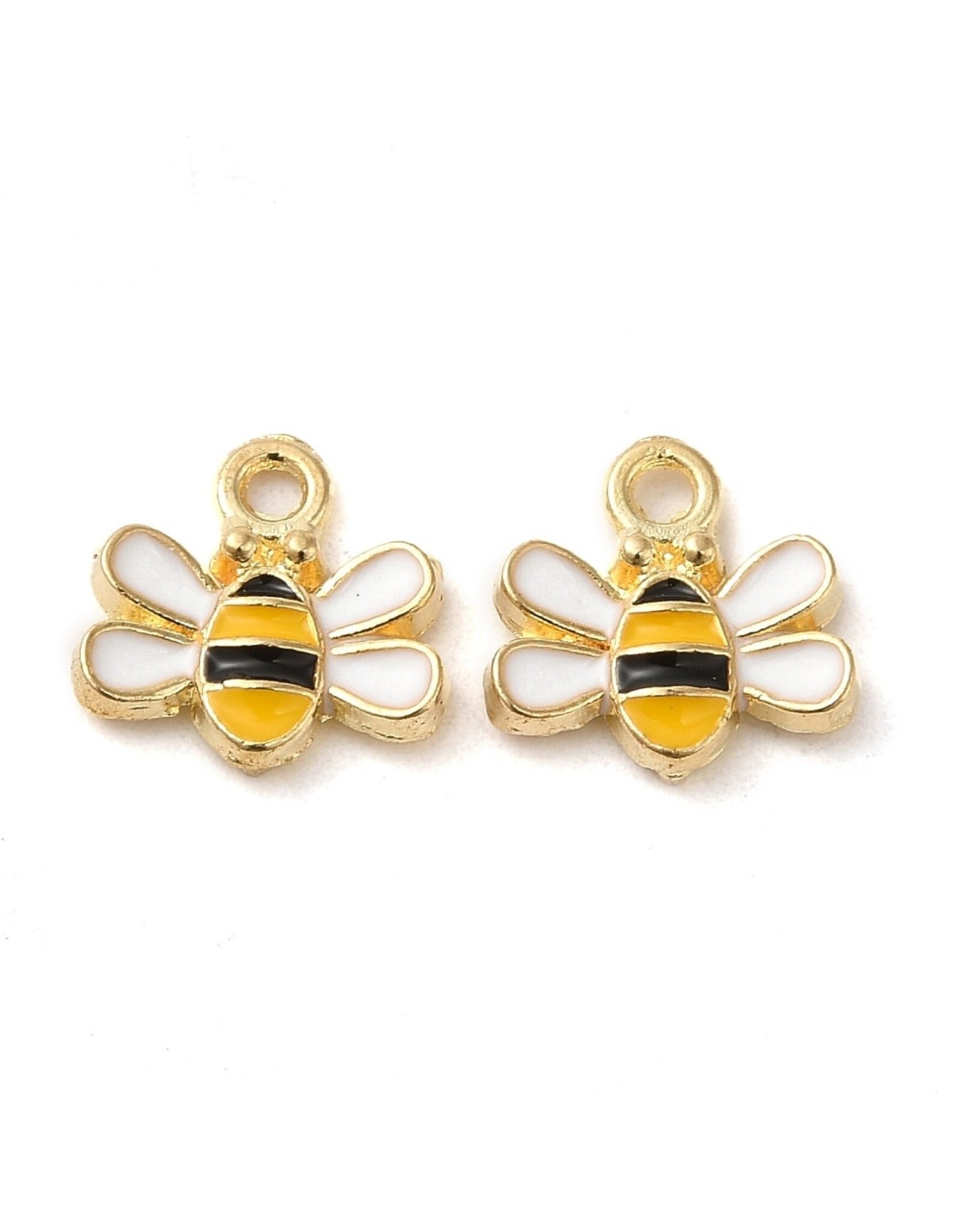 Enamel  Bee 10mm  Gold  x10  NF