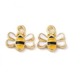 Enamel  Bee 10mm  Gold  x10  NF