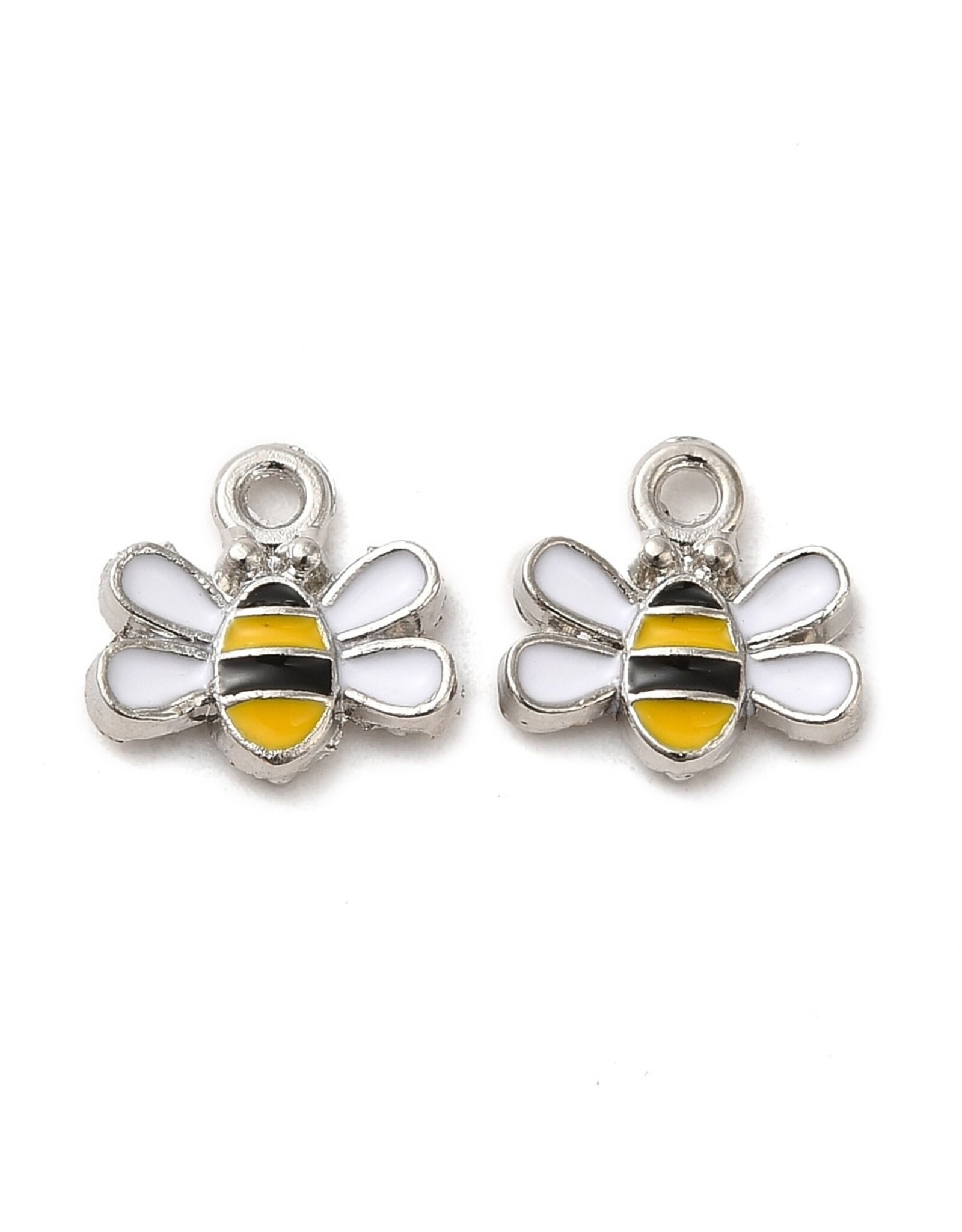 Enamel  Bee 10mm  Silver  x10  NF