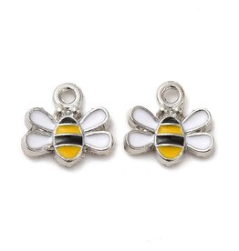 Enamel  Bee 10mm  Silver  x10  NF