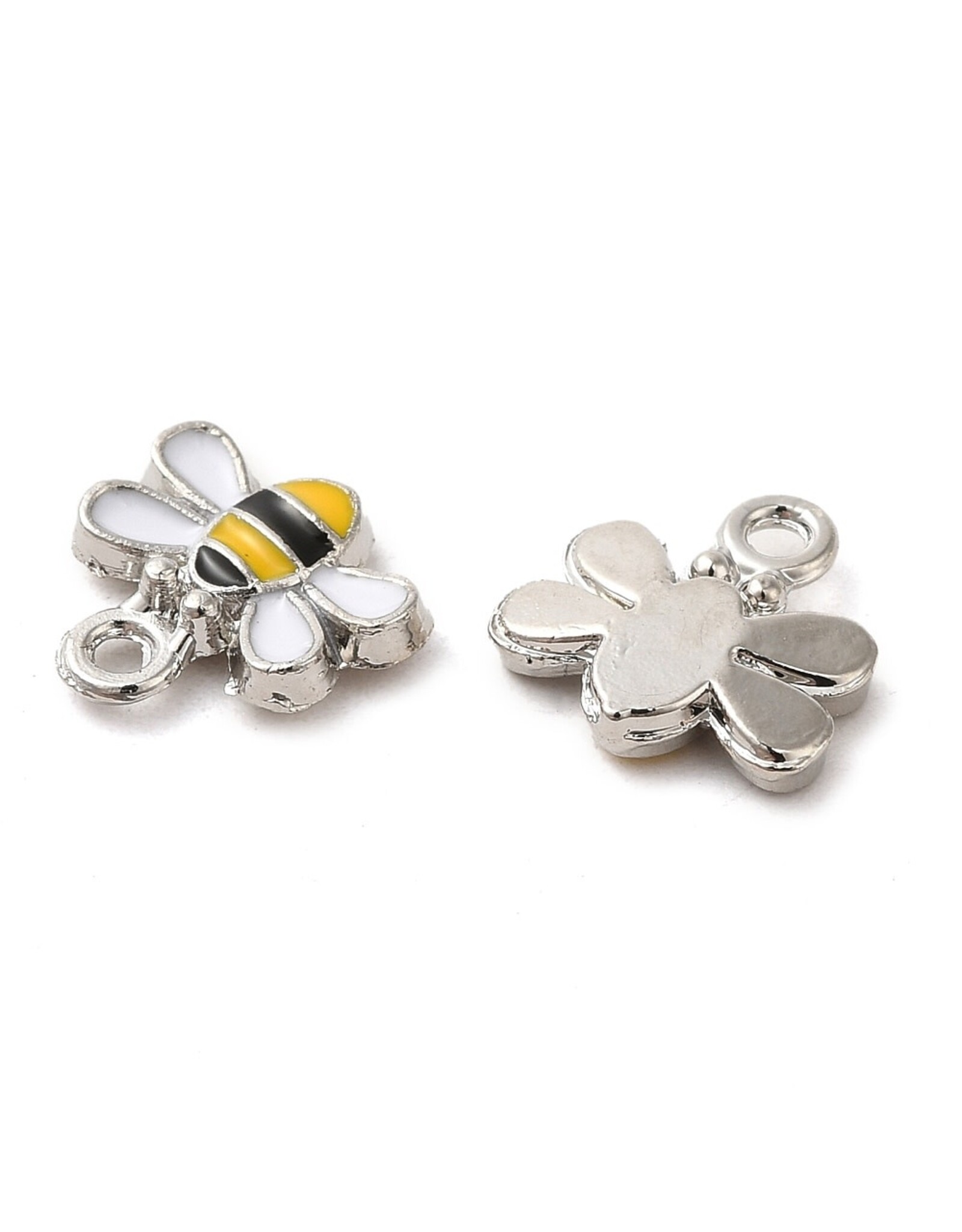 Enamel  Bee 10mm  Silver  x10  NF