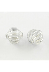 14mm Round Clear with Silver Stripes  x20