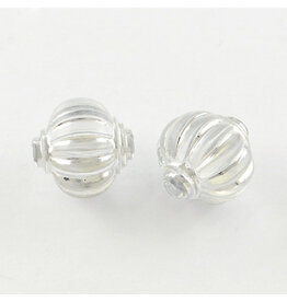 14mm Round Clear with Silver Stripes  x20