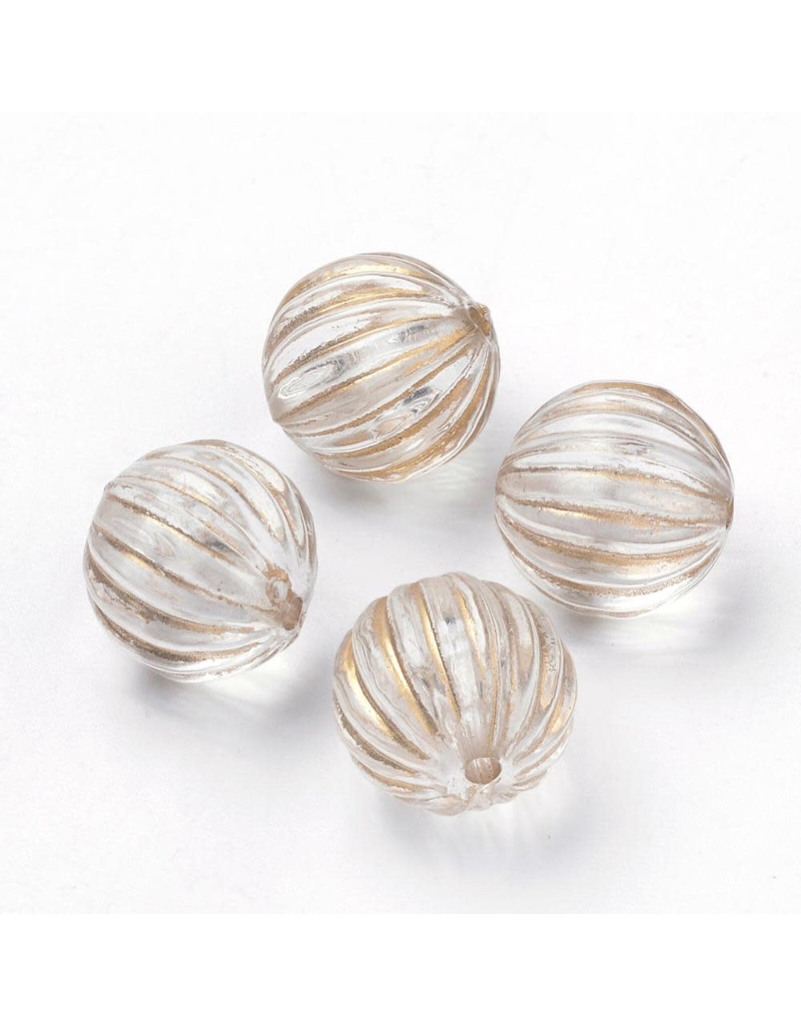 Round Clear with Gold Stripes