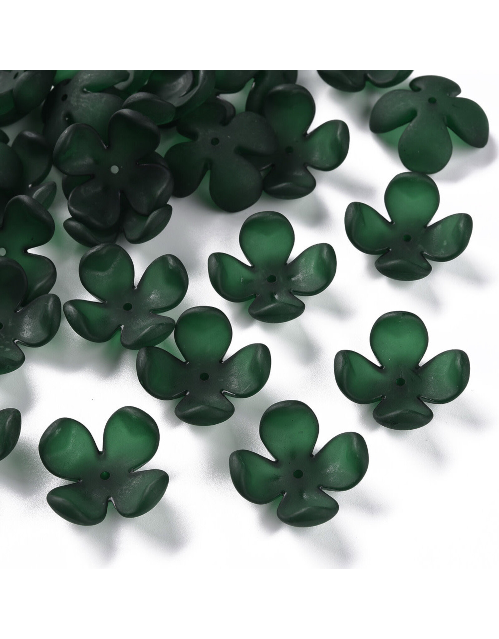 27mm Acrylic Flower  Dark Green Matte x25